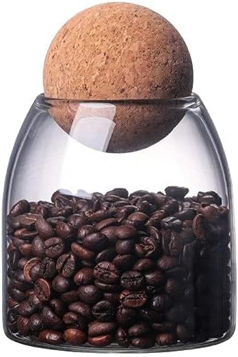 Glass Food Storage Canister, 550ml/19oz Storage Container with Ball Cork, Clear Glass Storage Jar, Sealed Container Canister, for Spices, Sugar, Coffee, Biscuits, Candies
