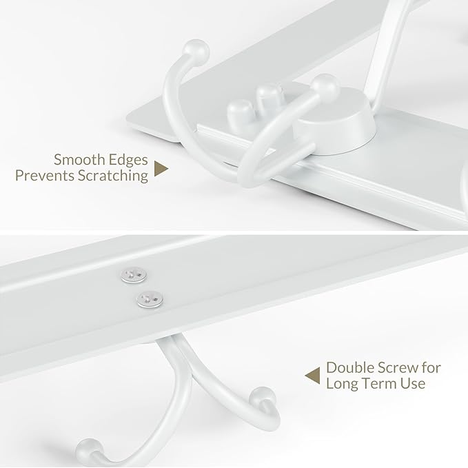WLCSNG Over The Door Hooks Rustproof - 25lb Heavy Duty Over The Door Towel Rack, Door Hanger for Bathroom, Coat Rack Dorm Room Essentials (2Pack, White)
