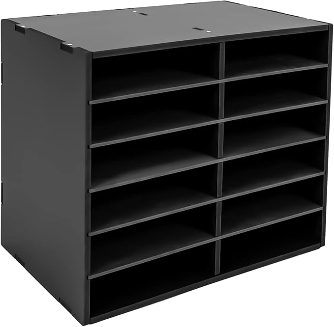 Gdrasuya10 12 Compartments Literature Organizer Adjustable File Sorter Organizer Desktop Document Storage Shelves Classroom Mailbox Office Paper Storage Holder Literature Sorter Cabinet