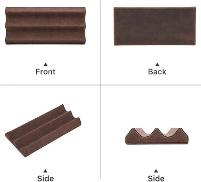 EURYNOME Genuine Leather Pen Display Case, Pen Display Stand, 2 Pen Holder Pen Holder For Desk