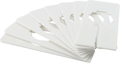 SHEUTSAN 100 PCS 12.5 x 5cm Plastic Clothing Rack Dividers, Rectangular Clothing Size Dividers for Closet, Cloth Store, Department Stores, White