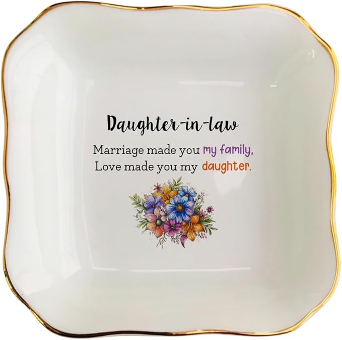 Clover89 Wedding Ring Dish Jewelry Trinket Tray for Daughter-in-lawfrom Mother of the Bride Groom-Engagement,Bridal Shower,Bachelorette Gifts for Bride form Mother-in-law