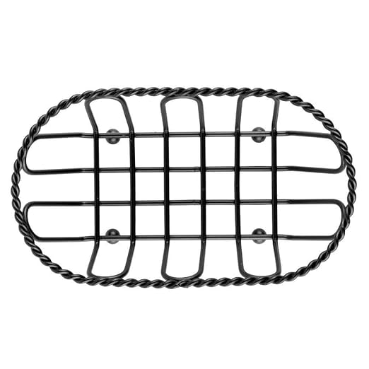 G.E.T. 4-33453 Black Oblong Braided Rim Metal Wire Basket Iron Powder Coated Wire Baskets Collection, Oval shape