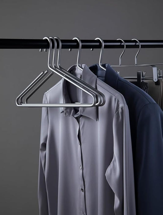 Premium Matte Titanium Gray Aluminum Coat Hangers 10 Piece Set, 16.5” Extra Smooth & Durable Metal Shirt Dress Hanger,Aluminum Alloy Hanger,Clothing Support,Clothing Hang