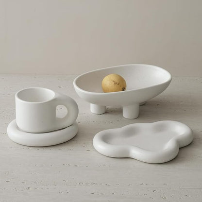Chubby Jewelry Tray, Cute Cloud Trinket Dish (Nacre White)