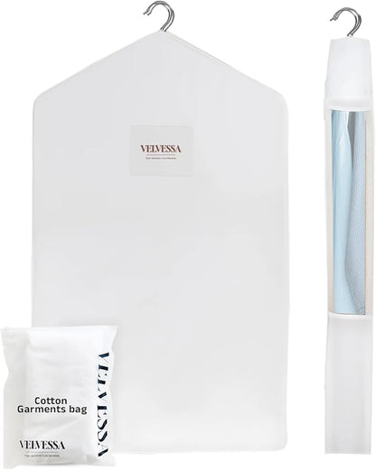Premium 40” Cotton Garment Bag for Hanging Clothes and Storage | Breathable Hanging Garment Bag for Full- Dresses, Fur Coats, Gowns, and More - Clothing Bags for Hanging Clothes