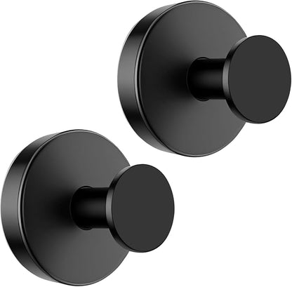 BKV Suction Cup Hooks for Glass Window,Removable Shower Hooks for Inside Shower,Metal Towel Hooks for Bathrooms,2 Pack(Black)
