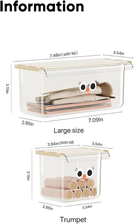 Self-Adhesive Under-Desk Drawer Slide-Out Organiser With Hanging Clear Acrylic Shelf Storage Organiser For Office Kitchen, Cupboards, Tables, Counters For Added Space (Large + Small) Two-Piece Set