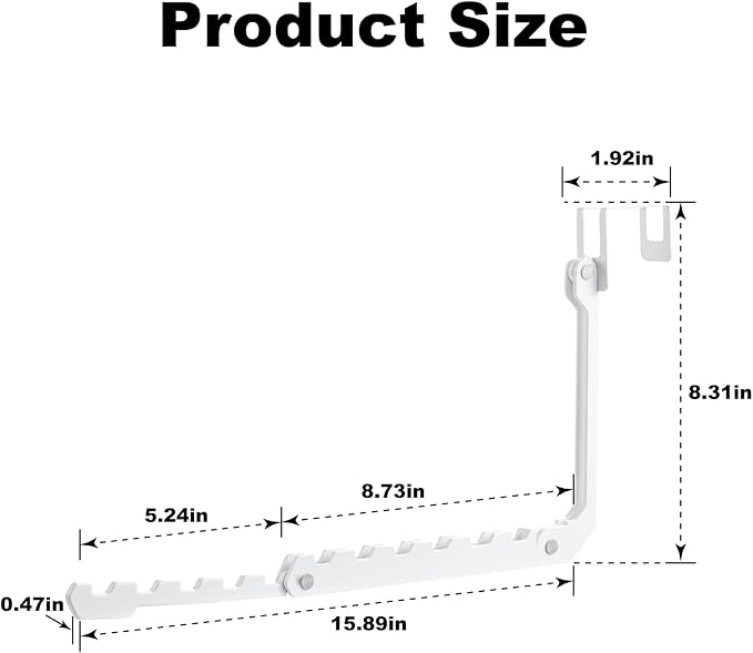 YAZYBHA Over The Door Hooks Hangers, 1 Pack Extend Foldable Over The Door Drying Rack for Laundry, Overdoor Hanger Hook with 6 Groves + 5 Ertra Groves for Towel, Coat, White