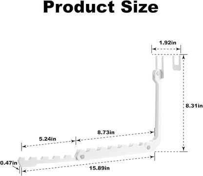 YAZYBHA Over The Door Hooks Hangers, 1 Pack Extend Foldable Over The Door Drying Rack for Laundry, Overdoor Hanger Hook with 6 Groves + 5 Ertra Groves for Towel, Coat, White