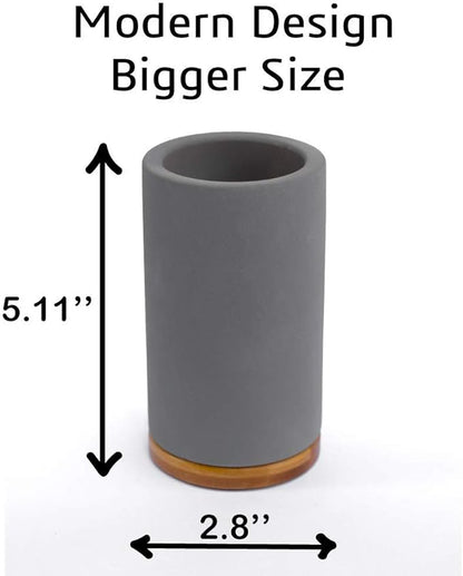 Matani Bamboo Toothbrush Holder Diatomite Tooth Brush Organizer - Storage Stand for Small Bathroom & Counter - Removable Base & Drain Holes, Water-Absorbent & Quick-Drying (Grey)