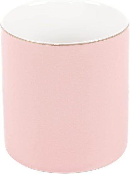 HANKOR Ceramic Pencil Holder for Desk - Cute Gold Trim Pen Aesthetic Makeup Brush Cup Holder Organizer for Desktop Storage Stationery Office Home Supplies, Pink