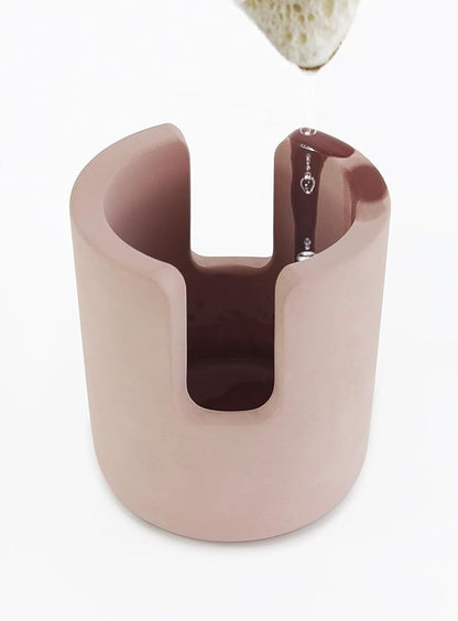 Slow Slog Stone Sponge Holder for Countertop Organizer, Quick Dry Diatomite Sponge Holder, Diatomaceous Earth Sponge Caddy, Absorbent Face Sponge Stand, Large Brown
