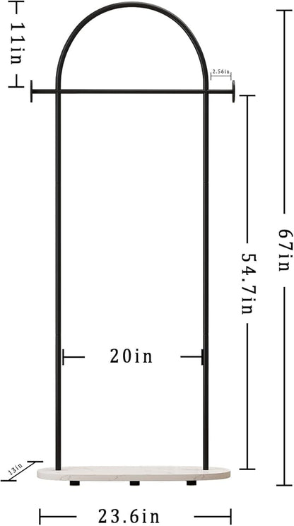 Black Clothing Rack, Modern Clothes Rack with Shelf, Heavy Duty Freestanding Coat Rack, Metal Coat Hanger Stand with Hooks for Boutique Office