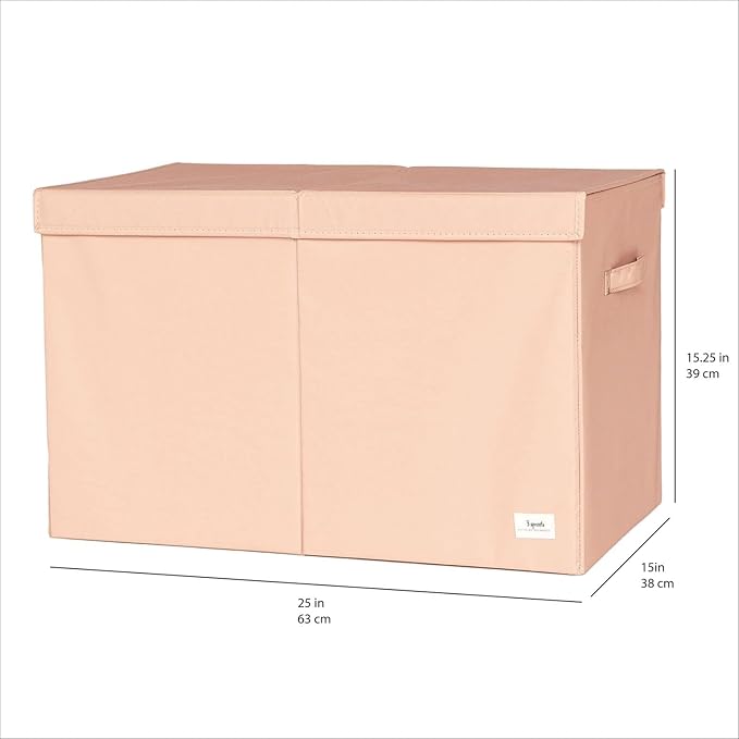 3 Sprouts Recycled Fabric Toy Chest Storage Box - Extra Large Toy Storage Box, Sturdy Toy Bins - Kids Organizer for Bedroom - Toybox Basket with Lid for Kids, Toddlers, Boys, Girls - Solid Clay
