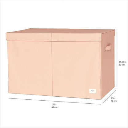 3 Sprouts Recycled Fabric Toy Chest Storage Box - Extra Large Toy Storage Box, Sturdy Toy Bins - Kids Organizer for Bedroom - Toybox Basket with Lid for Kids, Toddlers, Boys, Girls - Solid Clay