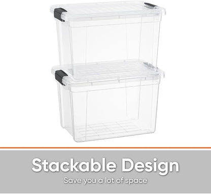 Superio Storage Bins with Lids- 8 Pack, 2.5 Qt Clear Boxes for Organizing, Stackable Plastic Containers- BPA Free, Non-Toxic, Odor Free, Organizer for Home, Office, Dorm