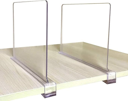 CY craft Shelf Dividers for Closets, Clear Acrylic Shelf Divider for Wood Shelves and Clothes Organizer/Purses Separators Perfect for Kitchen Cabinets and Bedroom Organizer,2 Pieces