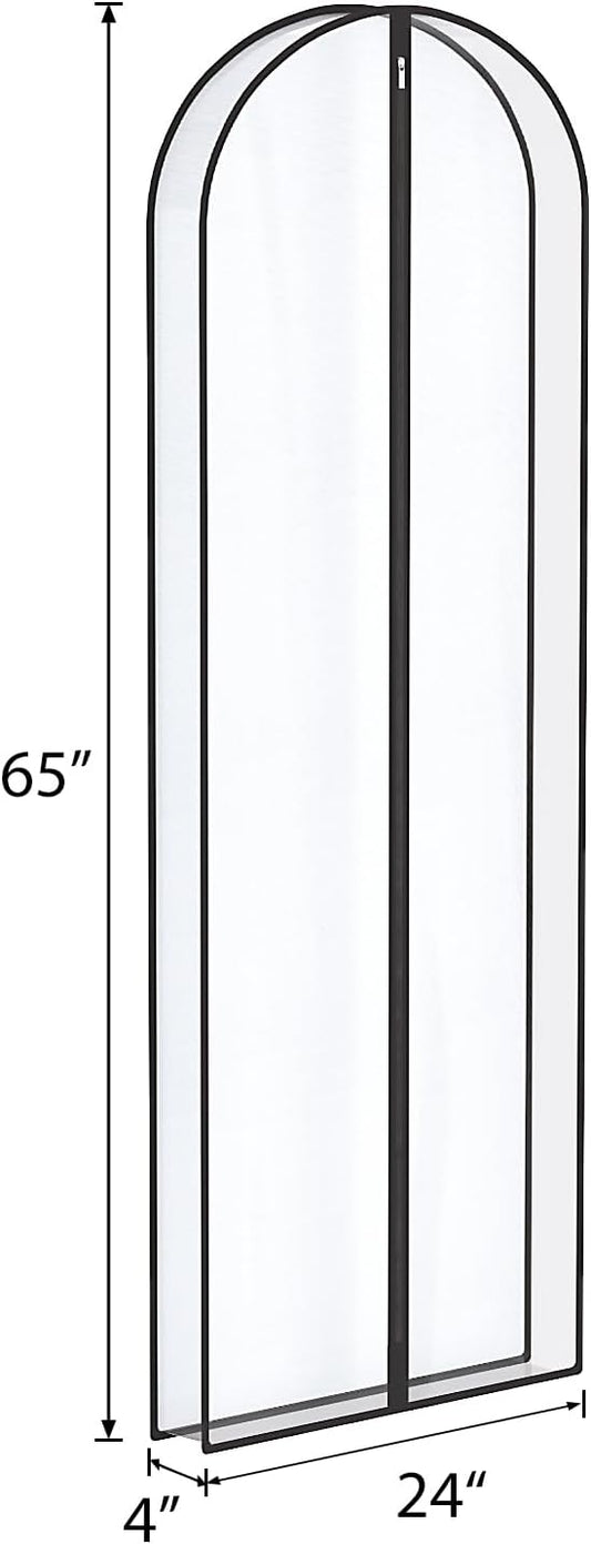 Univivi Dress Bags for Gowns, 65″ Clear Garment Bags for Hanging Clothes, 4″ Gusseted Long Dress Garment Bag for Closet Storage, 3-Pack
