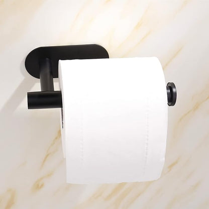 Toilet Paper Holder Self Adhesive Roll Holder Wall Mount for Bathroom and Washroom No Drilling SUS304 Stainless -Matte Black