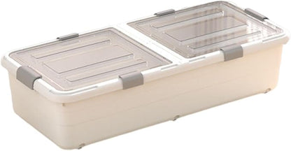 ＫＬＫＣＭＳ Under Bed Storage Container with Wheels for Shoes Clothes Fashion Shoe Organizer Drawer with Clear Lid for Dorm Home Bedroom