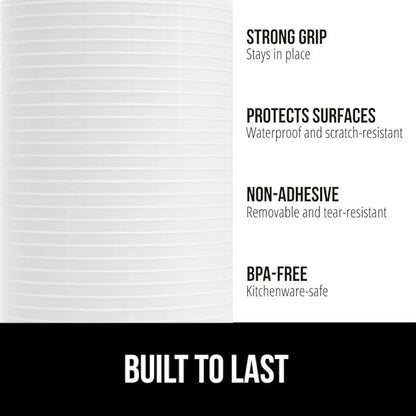 GORILLA GRIP DuraGuard Shelf Liner, Non-Adhesive Cabinet Liners for Kitchen Drawers, Shelves, Refrigerator, Pantry Storage, Bathroom Closet, Durable Waterproof BPA Free Ribbed Plastic, 12x10 White