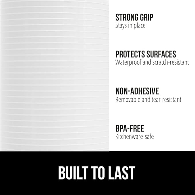 GORILLA GRIP DuraGuard Shelf Liner, Non-Adhesive Cabinet Liners for Kitchen Drawers, Shelves, Refrigerator, Pantry Storage, Bathroom Closet, Durable Waterproof BPA Free Ribbed Plastic, 17.5x10 White