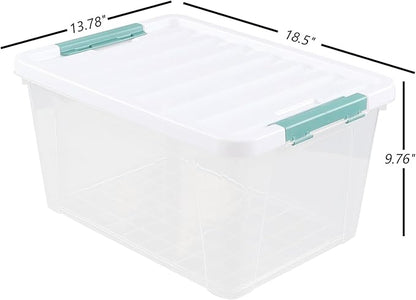 Quickquick 36 Quart Latch Clear Storage Tote, Plastic Storage Bin with Latching Lid, 6 Packs