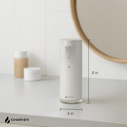 GentleJet EasyFoam Automatic Foaming Soap Dispenser - Rechargeable Automatic Soap Dispenser Touchless for Bathroom or Kitchen, Motion Sensor, 2 Levels, IPX5 Water-Resistant, 9.5oz (White)