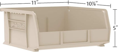 Akro-Mils 30235 AkroBins Plastic Storage Bins, Space-Saving Stackable Bins for Garage, Pantry, Craft Organization, 11" x 11" x 5", Blue, 6-Pack