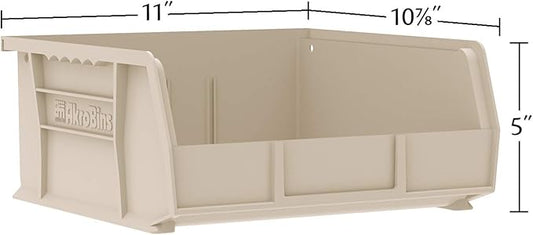 Akro-Mils 30235 AkroBins Plastic Storage Bins, Space-Saving Stackable Bins for Garage, Pantry, Craft Organization, 11" x 11" x 5", Clear, 6-Pack