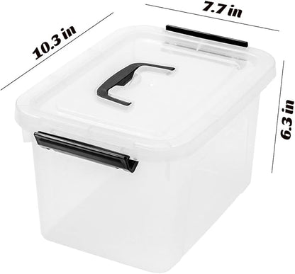 JUJIAJIA 6 Quart Clear Storage Latch Box/Bins, 6-Pack Plastic Container with Latches and Lid