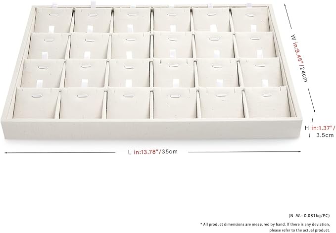Oirlv Stockable 24 Grids Insert Jewelry Tray Pendant Earrings Storage Trays Showcase Display Organizer