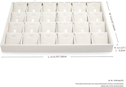 Oirlv Stockable 24 Grids Insert Jewelry Tray Pendant Earrings Storage Trays Showcase Display Organizer