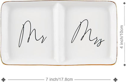 Piudee Engagement Ring Dish Future Mr and Mrs Gifts Ring Dish Wedding Ring Holder Jewelry Dish, Bridal Shower Gift for Bride to be Wedding Engagement Gifts for Her/Couples/Newlyweds Women