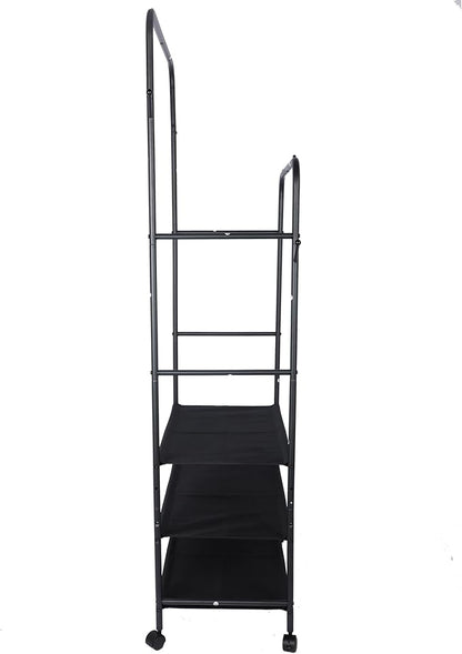 Whitmor Double Rod Clothes Rack: Metal Rolling Clothing Racks for Hanging Clothes, Heavy Duty Garment Rack with 3 Shelves, Portable Clothes Organizer for Bedroom, Laundry, Living Room, Black