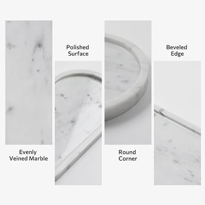 Faticdorr Carrara White Marble Tray, 2 Pcs, Marble Vcnity Tray, Bathroom, Decor for Trinket Perfume Jewelry Candle, 12 Inch Oval