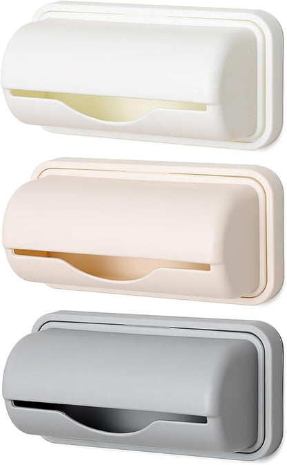 Gatuida 3pcs Wall Mount Trash Bag Containers, Adhesive Garbage Bag Box, Plastic Bags Storage for Kitchen Bathroom (Random Color)