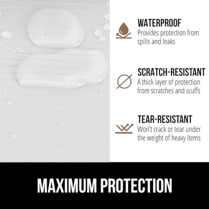 GORILLA GRIP DuraGuard Shelf Liner, Non-Adhesive Cabinet Liners for Kitchen Drawers, Shelves, Refrigerator, Pantry Storage, Bathroom Closet, Durable Waterproof BPA Free Ribbed Plastic, 12x10 White