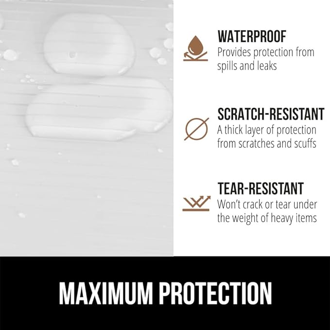 GORILLA GRIP DuraGuard Shelf Liner, 24x30 Non-Adhesive Cabinet Liners for Kitchen Drawers, Shelves, Refrigerator, Pantry Storage, Bathroom Closet, Durable Waterproof BPA Free Ribbed Plastic, White