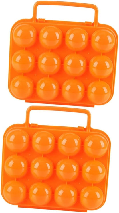 GLEAVI 2pcs Portable Folding Handle Carrier Holder for Eggs Storage Box for Kitchen and Outdoor Use Orange for Camping and Picnics