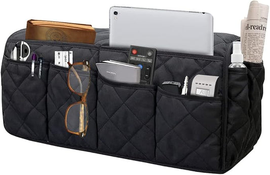 Benuomi Sofa Armrest Organizer Waterproof Armchair Caddy Remote Control Holder for Recliner Non Slip Recliner Organizer Chair Arm Organizer with 14 Pockets for TV Remotes Caddy, Book, Magazines, Ipad