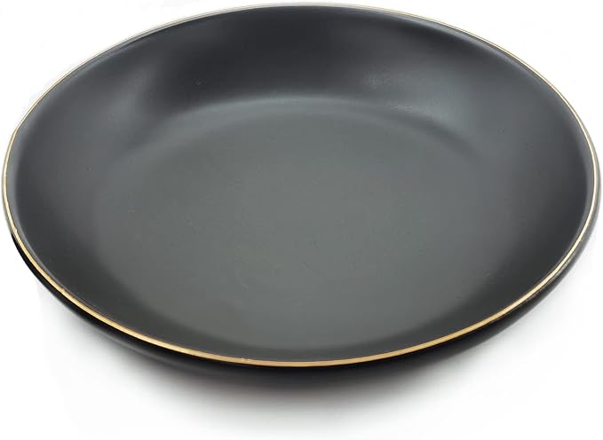 HANKOR 4.75" Ceramic Jewelry Tray, Small Ring Dish Holder Trinket Tray, Catch All Trays for Ring Earring Necklace Key, Christmas Gifts for Women Girls, Black