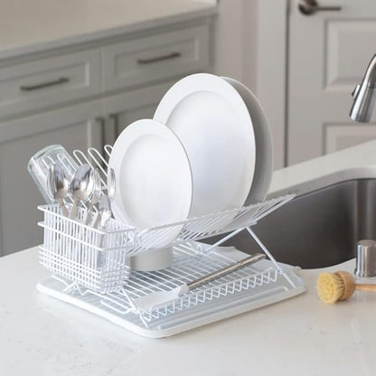 Better Houseware 1483 Junior Folding Dish Rack, White