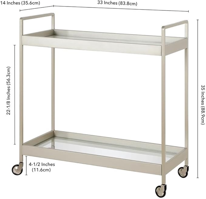 Cooper 33'' Wide Rectangular Bar Cart in Satin Nickel