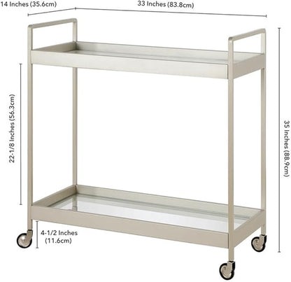 Cooper 33'' Wide Rectangular Bar Cart in Satin Nickel