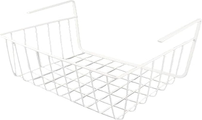 Multi purpose metal storage basket Under shelf storage basket Kitchen study office storage Thickened wire mesh basket White available Suitable for bookshelves Cabinets Storage shelves M 26*22*13.5cm