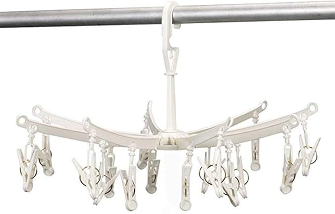 DurReus Foldable Clip Drip Laundry Hanger Portable Plastic Hanging Dryer with 20 Clips for Drying Cloth Diapers,Baby Clothes,Bras,Underwear,Hat,Gloves,Socks