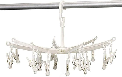 DurReus Foldable Clip Drip Laundry Hanger Portable Plastic Hanging Dryer with 20 Clips for Drying Cloth Diapers,Baby Clothes,Bras,Underwear,Hat,Gloves,Socks