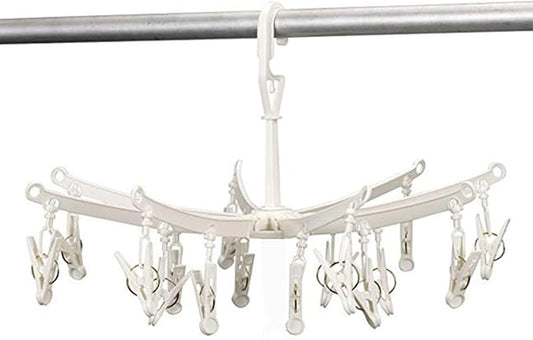 DurReus Foldable Clip Drip Laundry Hanger Portable Plastic Hanging Dryer with 20 Clips for Drying Cloth Diapers,Baby Clothes,Bras,Underwear,Hat,Gloves,Socks